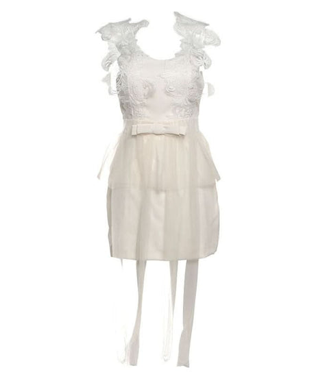 Chic White Lace Halter Mini Dress - Elegant Backless Peplum Style for Fall & Holiday Parties