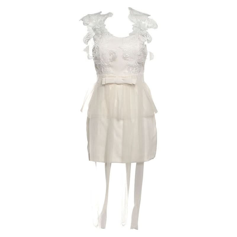 Chic White Lace Halter Mini Dress - Elegant Backless Peplum Style for Fall & Holiday Parties