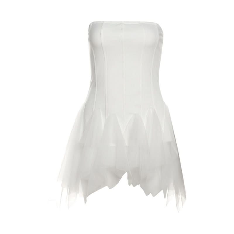 Dreamy White Tulle Corset Mini Dress - Ethereal Elegance for Fall Parties & Halloween