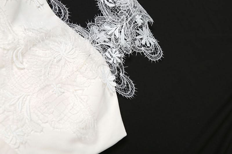 Chic White Lace Halter Mini Dress - Elegant Backless Peplum Style for Fall & Holiday Parties