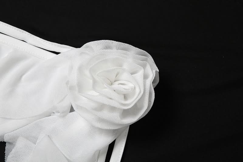 Winter Sun Wanderlust: White Floral Ruffle Halter Crop Top - Your Dream Destination Piece