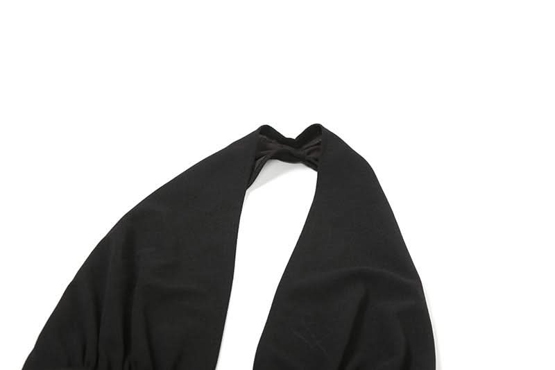 Effortless Glamour: Black Halter Deep V-Neck Cutout Maxi Dress - Your Fall & Holiday Event Essential