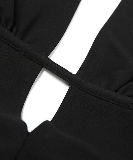 Effortless Glamour: Black Halter Deep V-Neck Cutout Maxi Dress - Your Fall & Holiday Event Essential