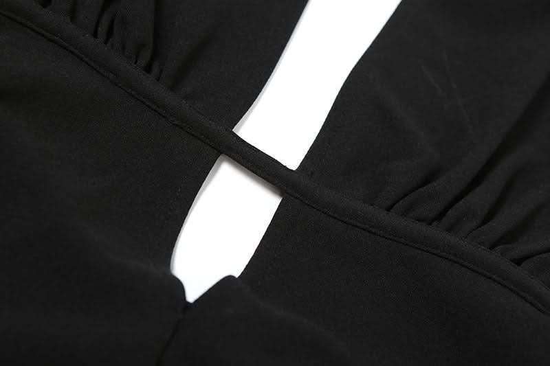 Effortless Glamour: Black Halter Deep V-Neck Cutout Maxi Dress - Your Fall & Holiday Event Essential