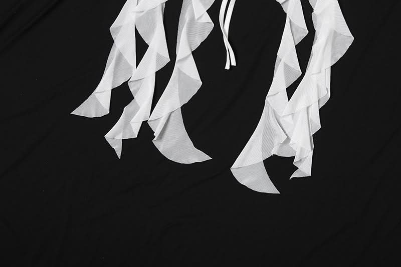 Winter Sun Wanderlust: White Floral Ruffle Halter Crop Top - Your Dream Destination Piece