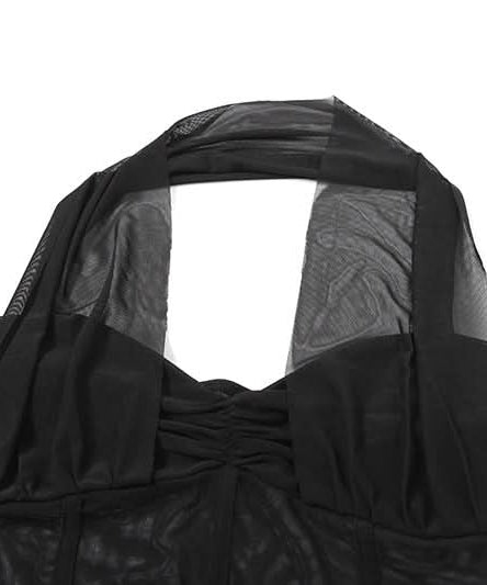 Effortless Glam: White Halter Mesh Corset Maxi Dress - Your Go-To for Holiday Parties & Resort Escapes