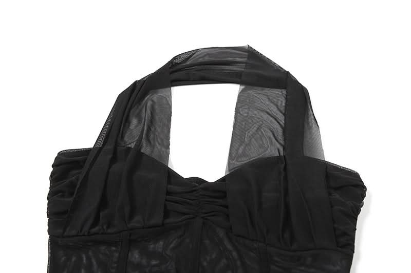 Effortless Glam: White Halter Mesh Corset Maxi Dress - Your Go-To for Holiday Parties & Resort Escapes