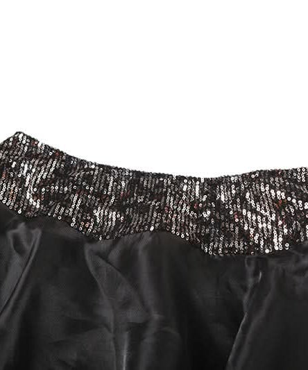 Sparkling Black Sequin Ruffle Mini Skirt - Perfect for Halloween & Holiday Parties!