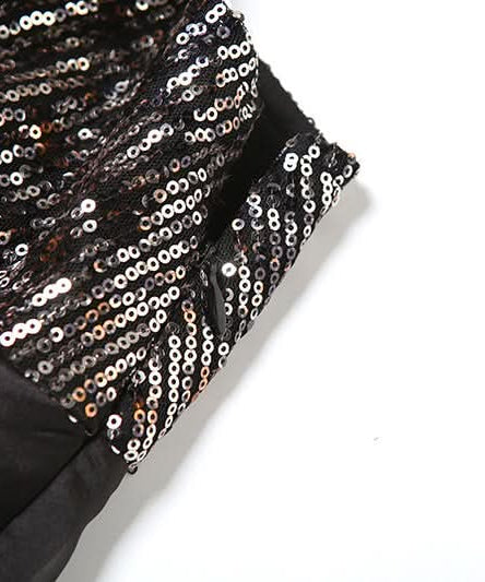 Sparkling Black Sequin Ruffle Mini Skirt - Perfect for Halloween & Holiday Parties!