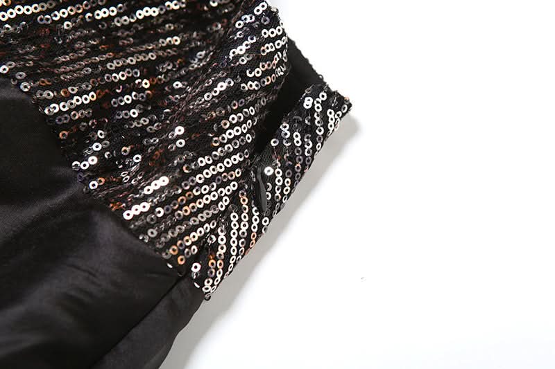 Sparkling Black Sequin Ruffle Mini Skirt - Perfect for Halloween & Holiday Parties!
