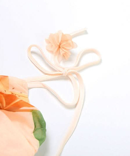 Vibrant Fall Bloom Ruched Mesh Crop Top - Adjustable Tie-Shoulder Cami for Chic Getaways & Resort Style