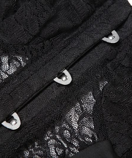 Sultry Black Lace Button Front Bustier Corset Top - Fall Night Out Essential