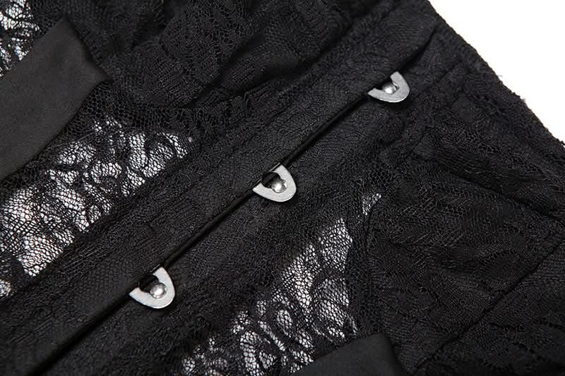 Sultry Black Lace Button Front Bustier Corset Top - Fall Night Out Essential