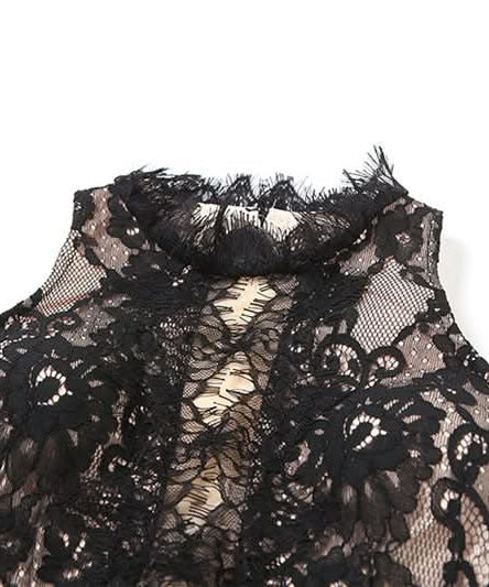 Alluring Black Lace Illusion Midi Dress | Fall & Holiday Soirée Elegance