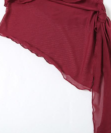 Edgy Black Mesh Tie-Front Tube Top - Your Fall & Halloween Party Statement Piece