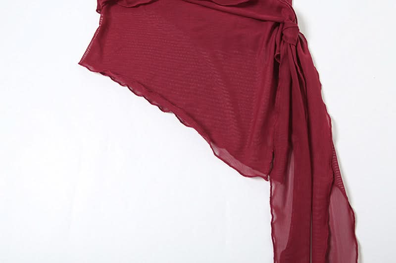 Edgy Black Mesh Tie-Front Tube Top - Your Fall & Halloween Party Statement Piece