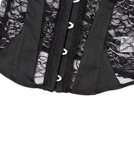 Sultry Black Lace Button Front Bustier Corset Top - Fall Night Out Essential
