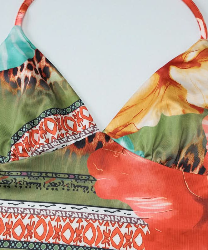 Tropical Escape Floral Leopard Halter Maxi Skirt Set - Your Fall Getaway Essential