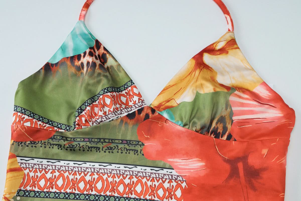 Tropical Escape Floral Leopard Halter Maxi Skirt Set - Your Fall Getaway Essential