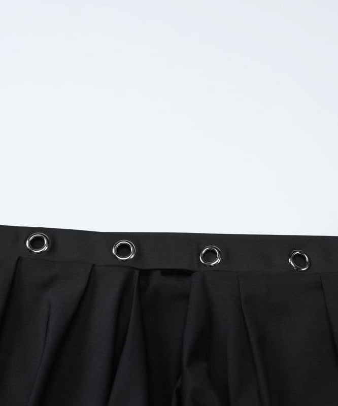 Sultry Black Strapless Bodycon Mini Dress | Draped Cowl Neck & Edgy Grommet Cut-Out for Fall Parties