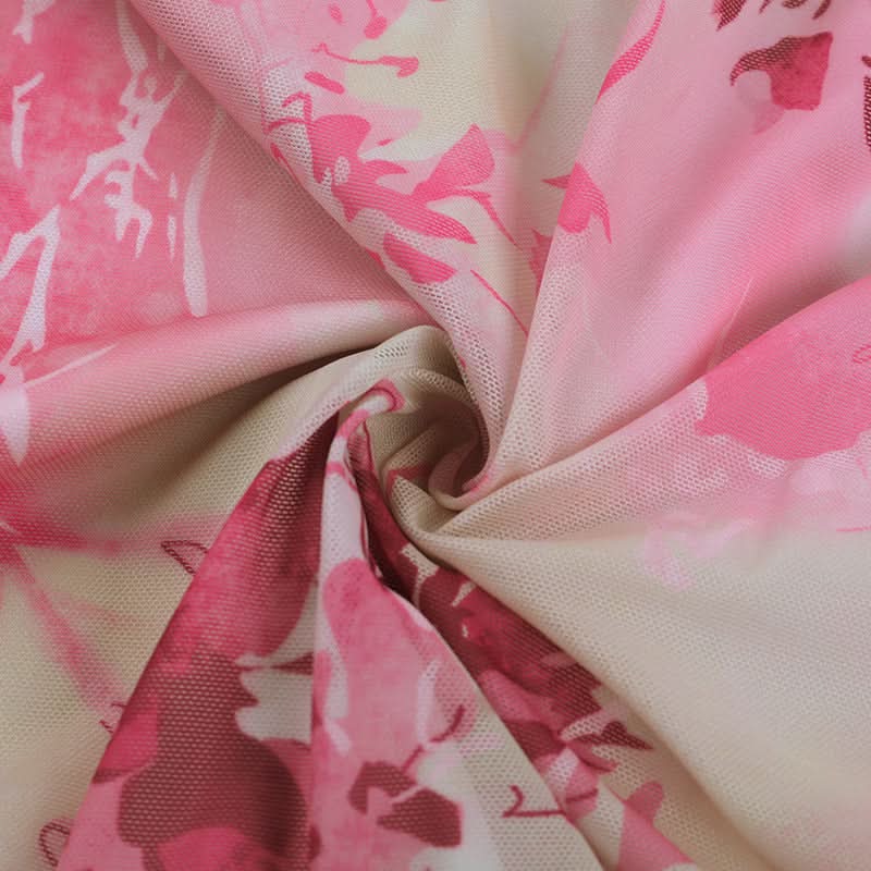 Coastal Charm Pink Floral Mini Dress | Halter Ruched Cut-Out & Starfish Detail - Your Ultimate Vacation Getaway Style