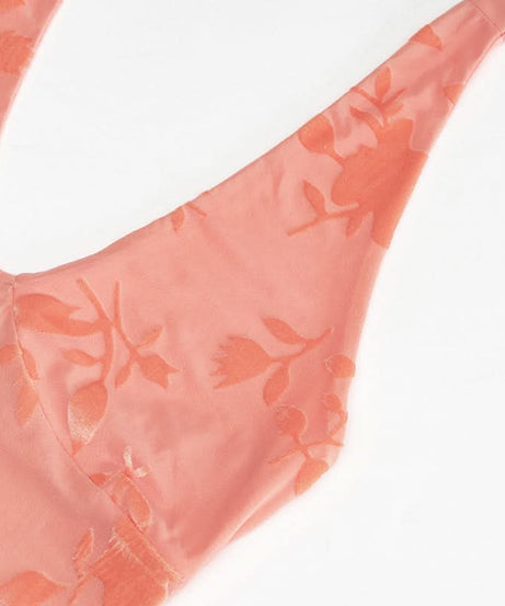 Chic Peach Floral Halter Mini Dress: Ruched Bodycon Style for Fall Events & Beyond