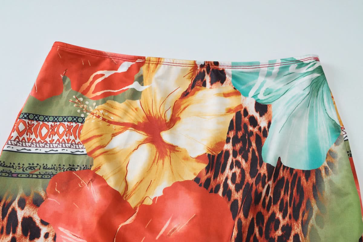 Tropical Escape Floral Leopard Halter Maxi Skirt Set - Your Fall Getaway Essential