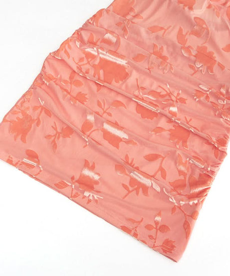 Chic Peach Floral Halter Mini Dress: Ruched Bodycon Style for Fall Events & Beyond