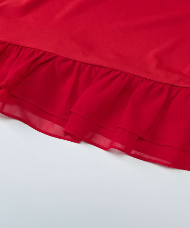 Siren Red Asymmetrical Ruffle Tie-Strap Midi Dress - Your Statement Piece for Fall & Holiday Glamour