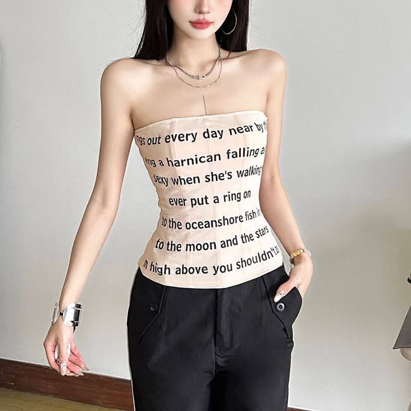“What's Your Story” Graphic Text Tube Top - Chic Strapless Bandeau for Fall Style & Layering