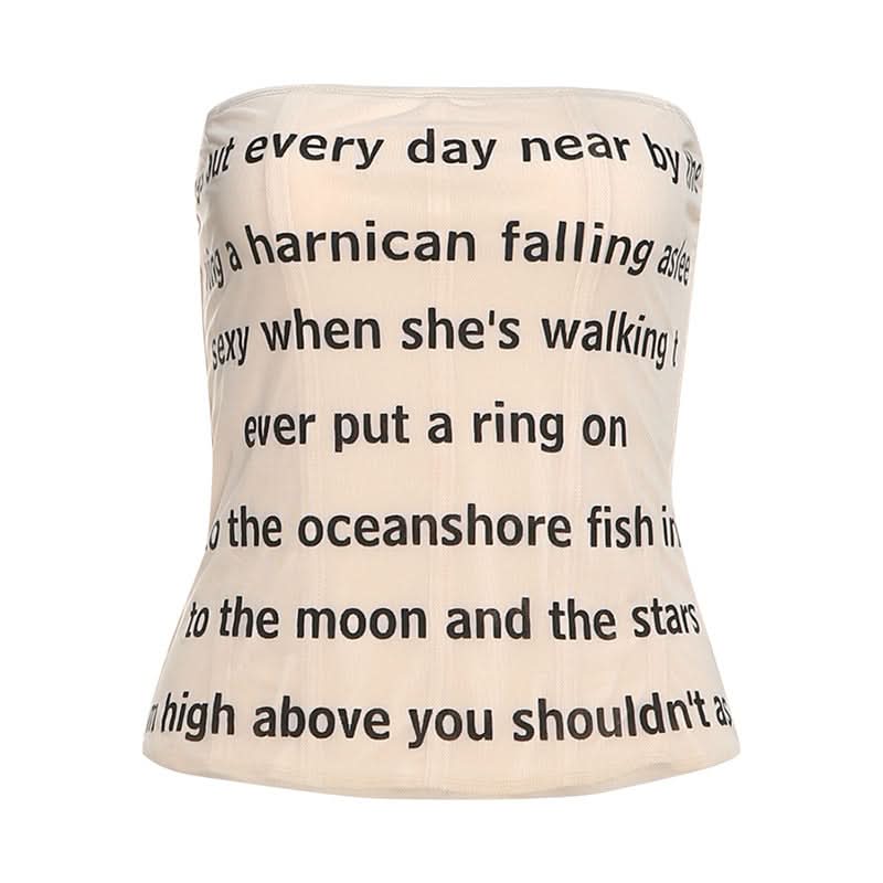 “What's Your Story” Graphic Text Tube Top - Chic Strapless Bandeau for Fall Style & Layering