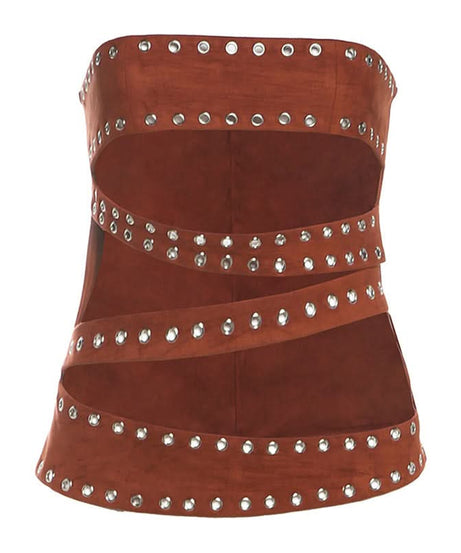 Rogue Studded Wrap Bandeau Top - Edgy Y2K Cut-Out for Fall Nights