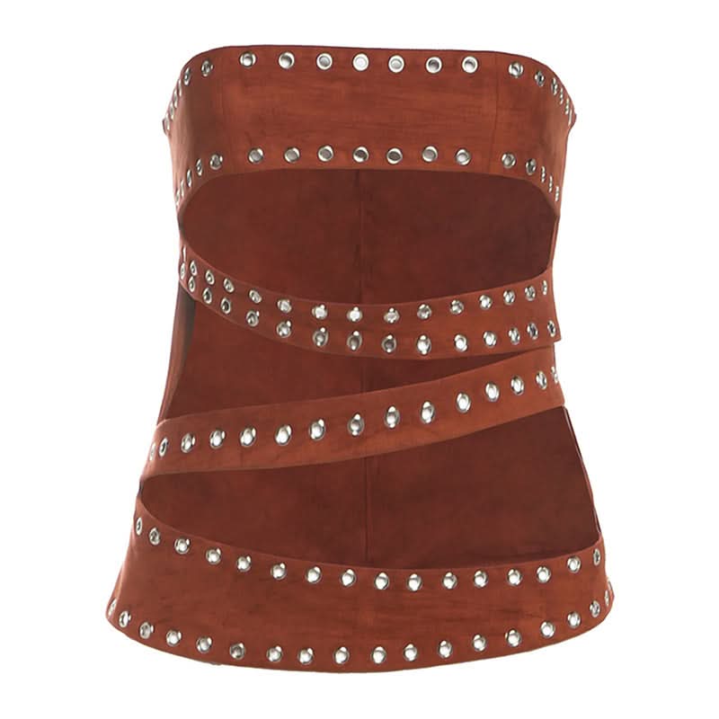 Rogue Studded Wrap Bandeau Top - Edgy Y2K Cut-Out for Fall Nights
