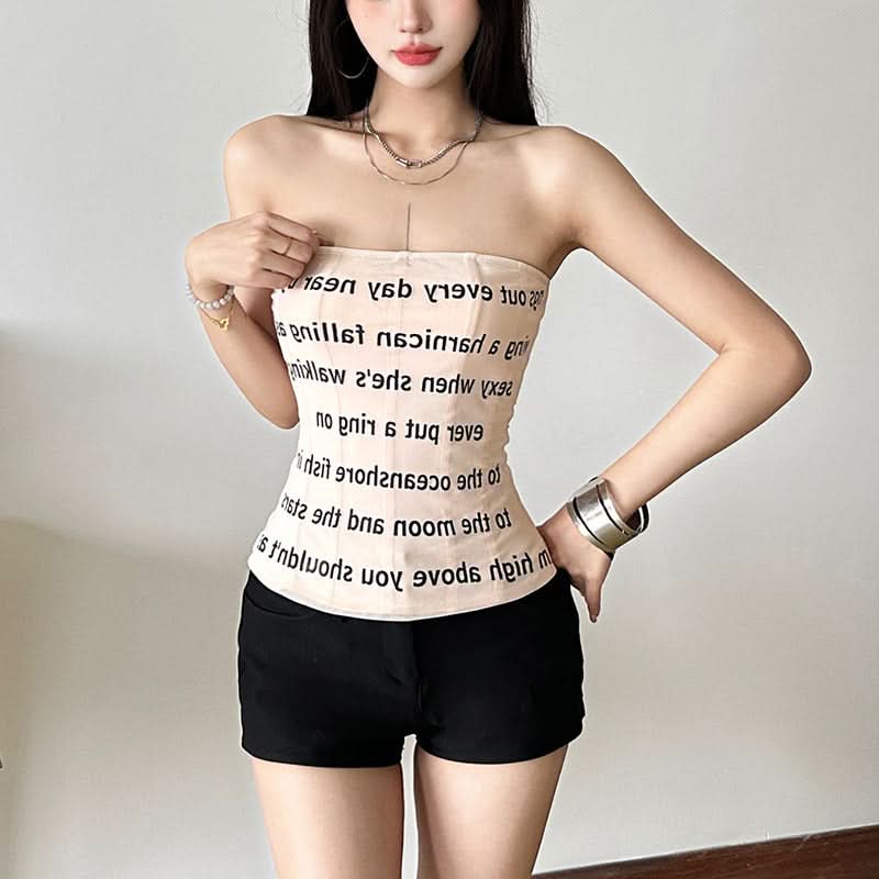 “What's Your Story” Graphic Text Tube Top - Chic Strapless Bandeau for Fall Style & Layering