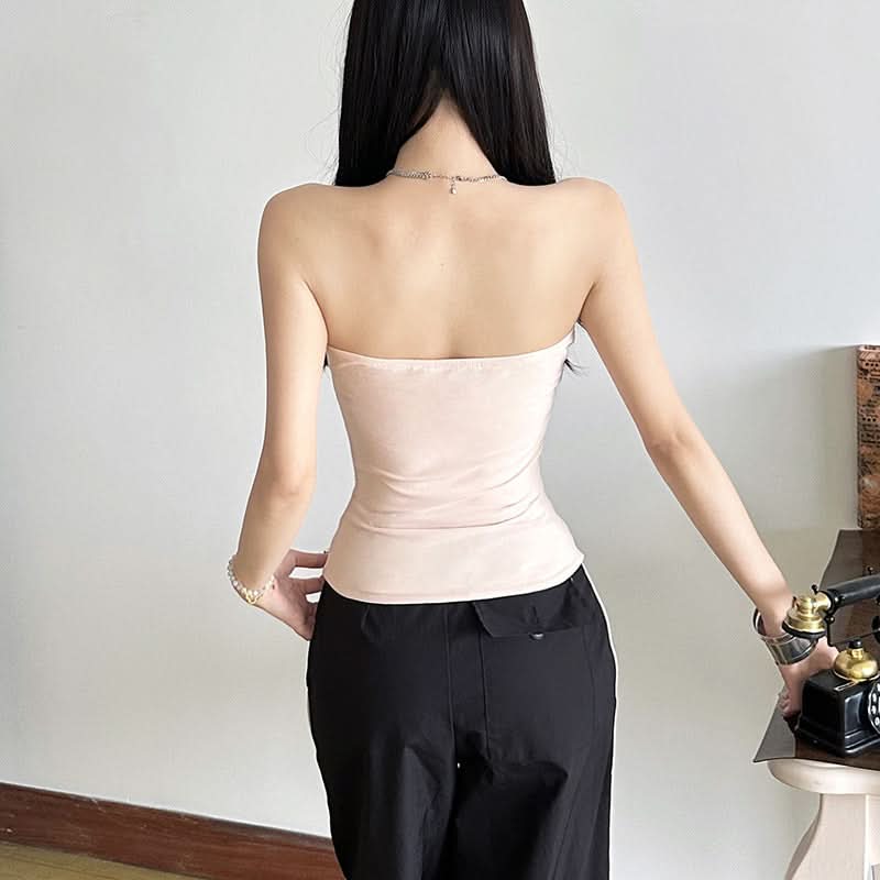 “What's Your Story” Graphic Text Tube Top - Chic Strapless Bandeau for Fall Style & Layering