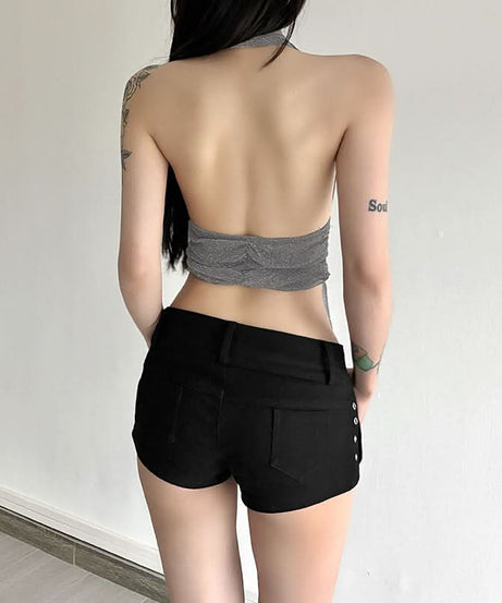 Dazzling Silver Shimmer Halter Plunge Top – Your Fall & Holiday Party Statement