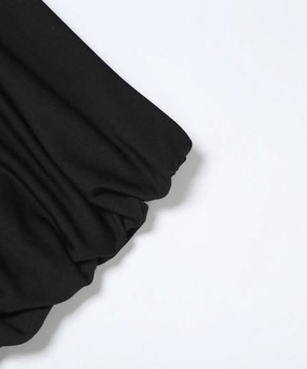 Sultry Black Mesh Bustier & Asymmetrical Ruched Mini Skirt Set - Fall Party & Holiday Ready