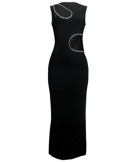 Dazzling Rhinestone Cut-Out Maxi Dress - Ultimate Fall & Holiday Party Statement