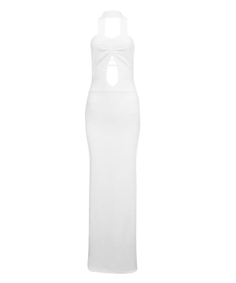 Chic White Halter Cutout Maxi Dress - Your Fall Party & Resort Getaway Statement Piece