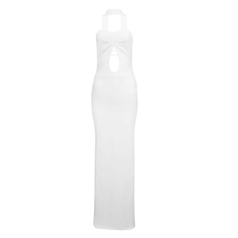Chic White Halter Cutout Maxi Dress - Your Fall Party & Resort Getaway Statement Piece