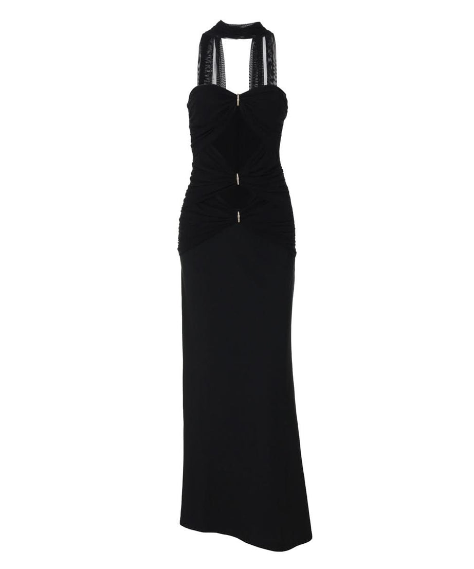 Elegant Black Halter Cutout Maxi Gown – Your Fall & Holiday Event Essential