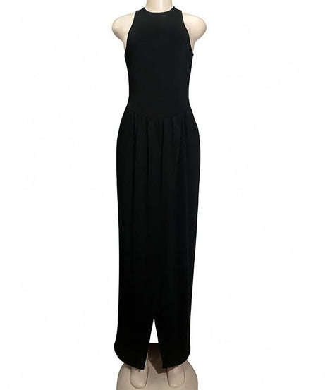 The Essential Black High Neck Slit Maxi Dress - Fall & Holiday Elegance