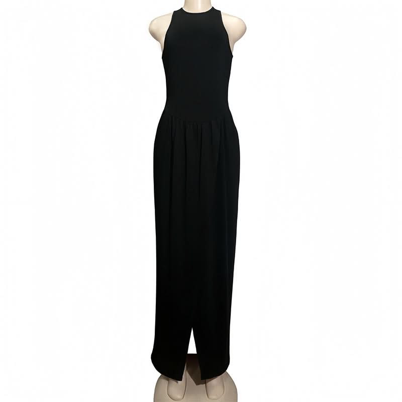 The Essential Black High Neck Slit Maxi Dress - Fall & Holiday Elegance