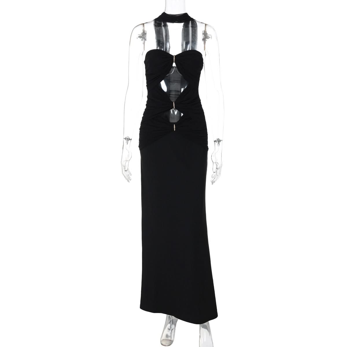 Elegant Black Halter Cutout Maxi Gown – Your Fall & Holiday Event Essential