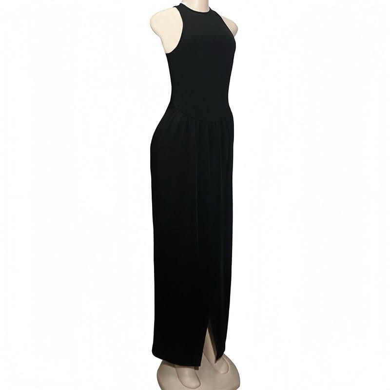 The Essential Black High Neck Slit Maxi Dress - Fall & Holiday Elegance