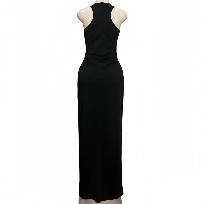 The Essential Black High Neck Slit Maxi Dress - Fall & Holiday Elegance