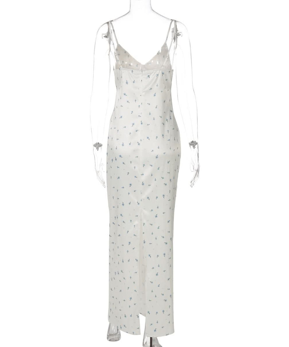 Effortless Blue Floral Slip Maxi Dress – Autumn Getaway & Holiday Ready