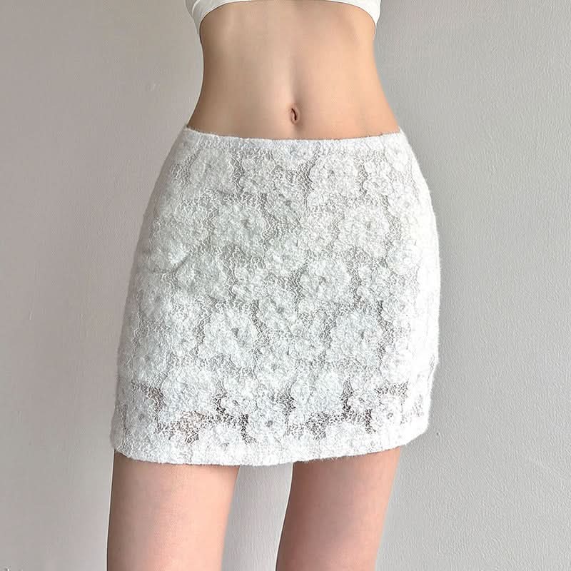 Chic White Floral Textured Lace Mini Skirt – Your Fall & Holiday Go-To