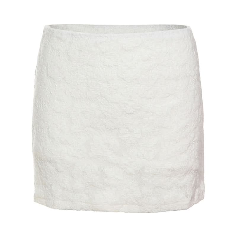 Chic White Floral Textured Lace Mini Skirt – Your Fall & Holiday Go-To
