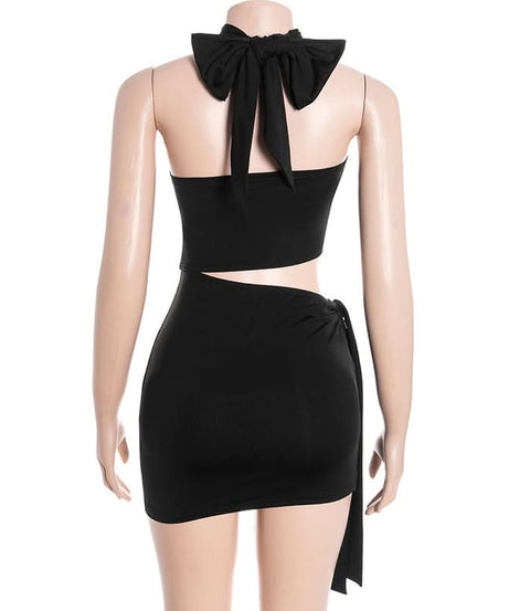 Showstopping Black Halter Cut-Out Mini Dress - Your Fall Party & Nightlife Essential
